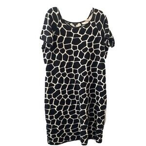 Talbots Womens Plus Size 1X Multicolor Print Rayon Wool Blend Sweater Dress